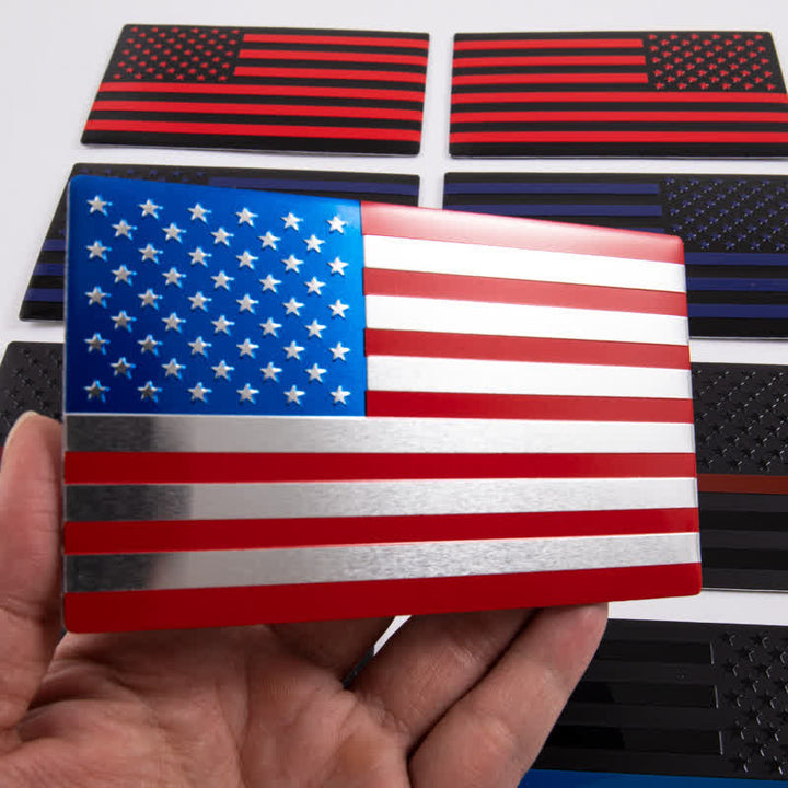 2Pcs American Flag Metal Sticker Car Badge