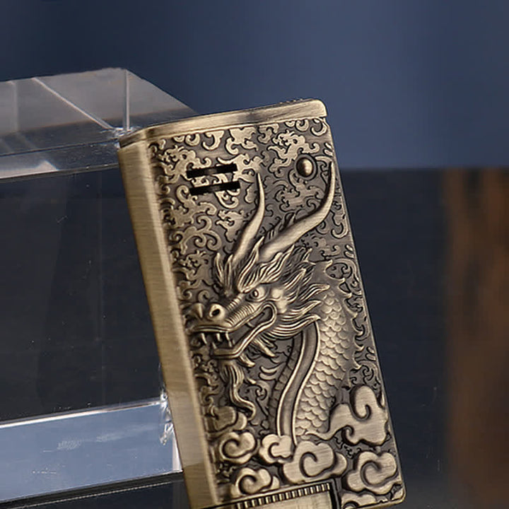 Retro Style Dragon Relief Refillable Kerosene Lighter