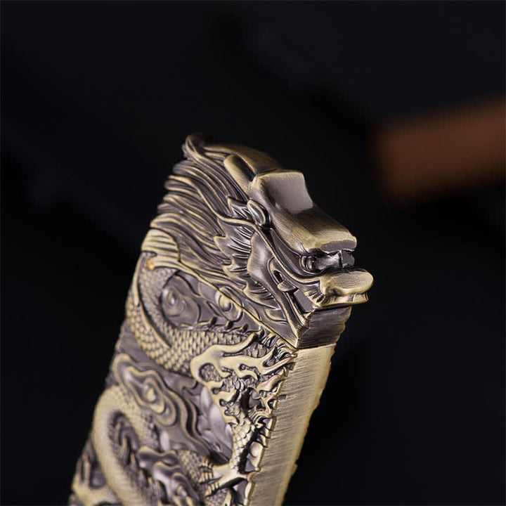 Bronze Vintage Carving Dragon Refillable Kerosene Lighter