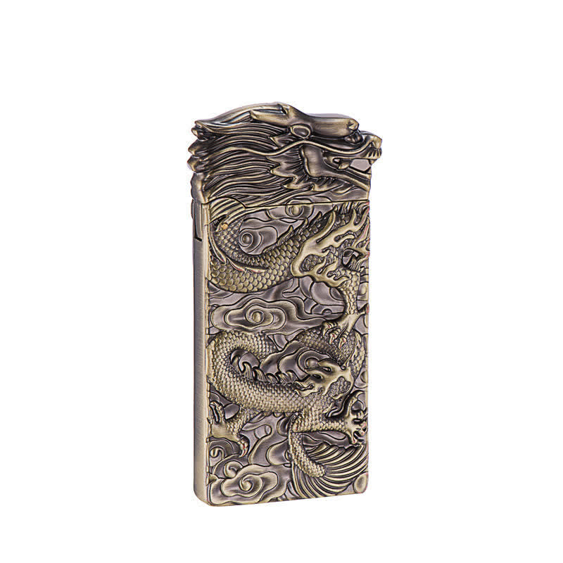 Bronze Vintage Carving Dragon Refillable Kerosene Lighter