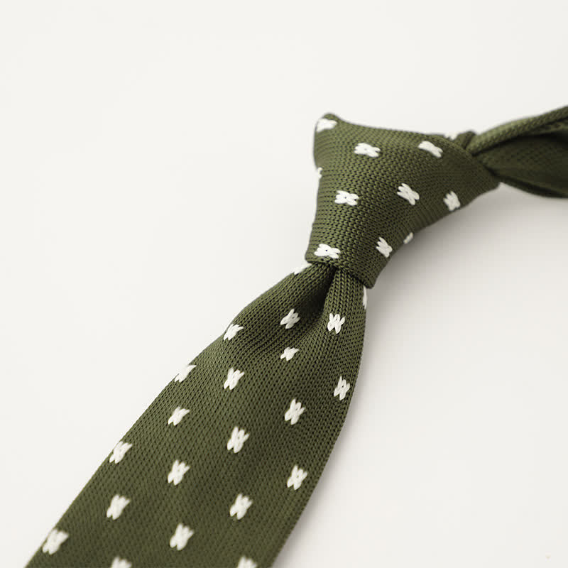 Men's Snowflake Polka Dots Pattern Knitted Necktie