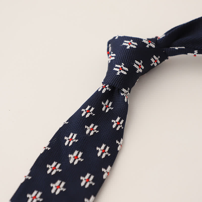 Men's Snowflake Polka Dots Pattern Knitted Necktie