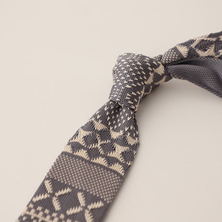 Men's Snowflake Polka Dots Pattern Knitted Necktie