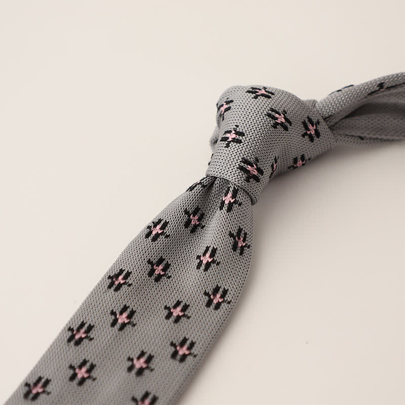 Men's Snowflake Polka Dots Pattern Knitted Necktie