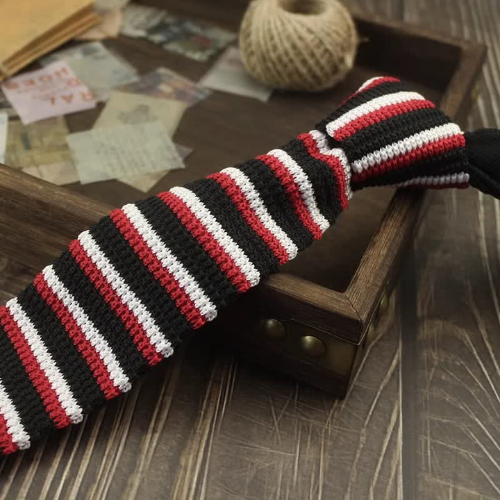 Men's Color Block Pattern Striped Knitted Necktie