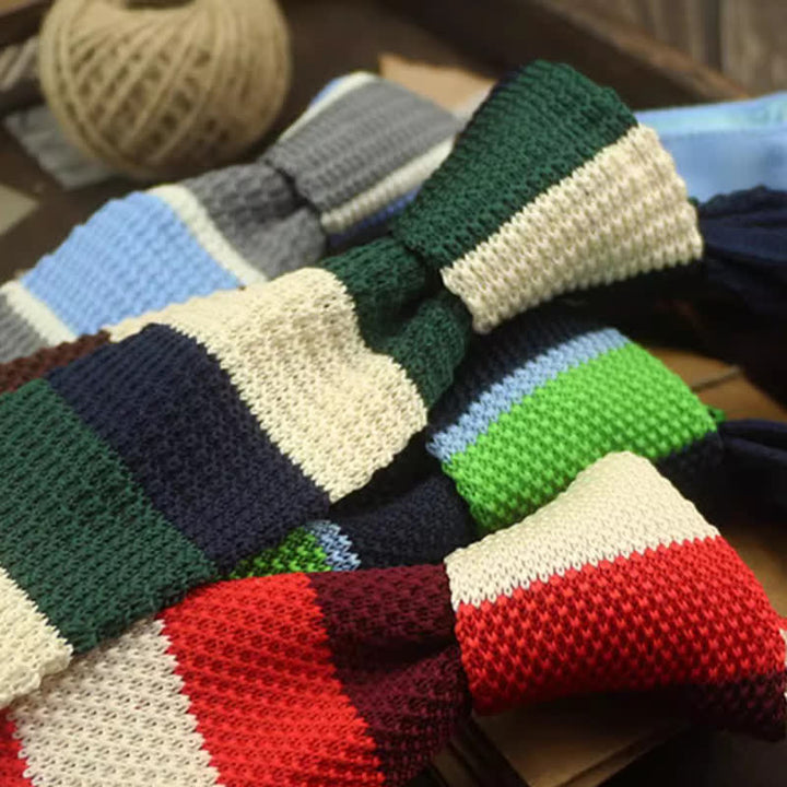 Men's Color Block Pattern Striped Knitted Necktie