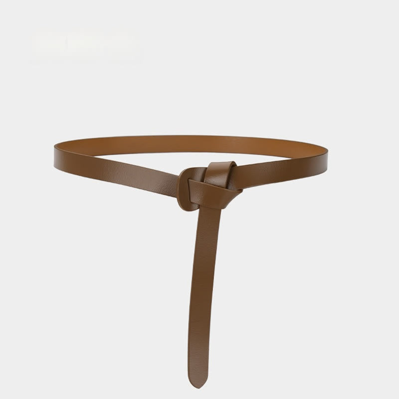 Classical Solid Color Knot Belt Decorative Leather Belt