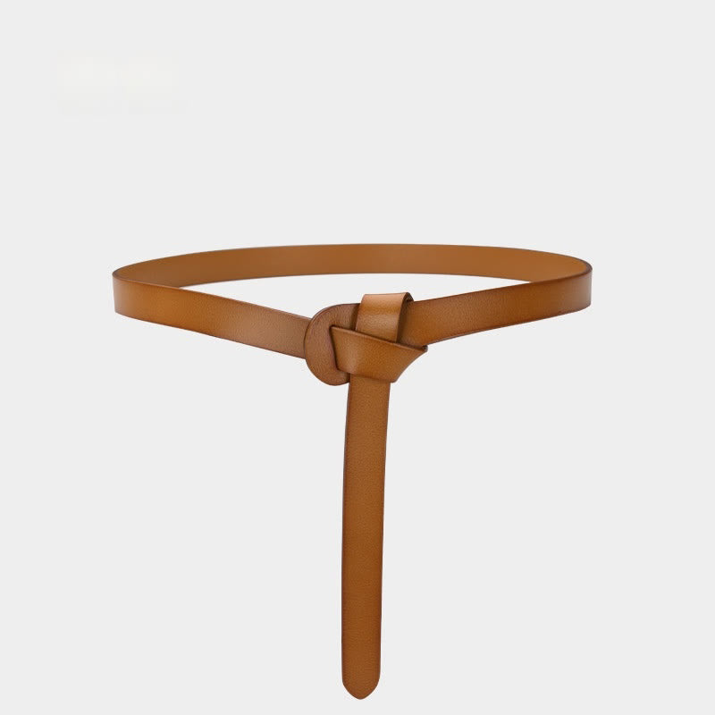 Classical Solid Color Knot Belt Decorative Leather Belt