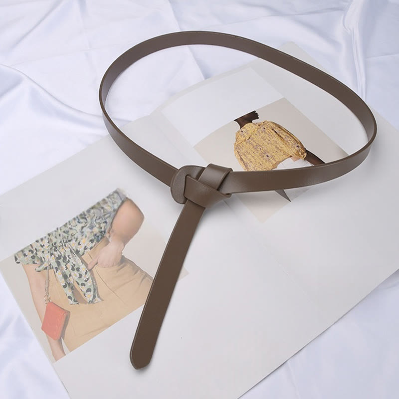 Classical Solid Color Knot Belt Decorative Leather Belt