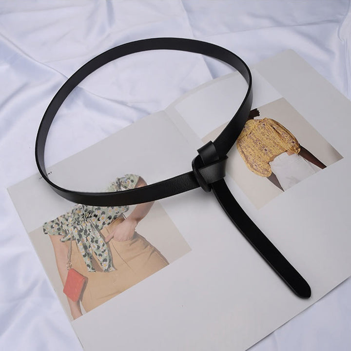 Classical Solid Color Knot Belt Decorative Leather Belt