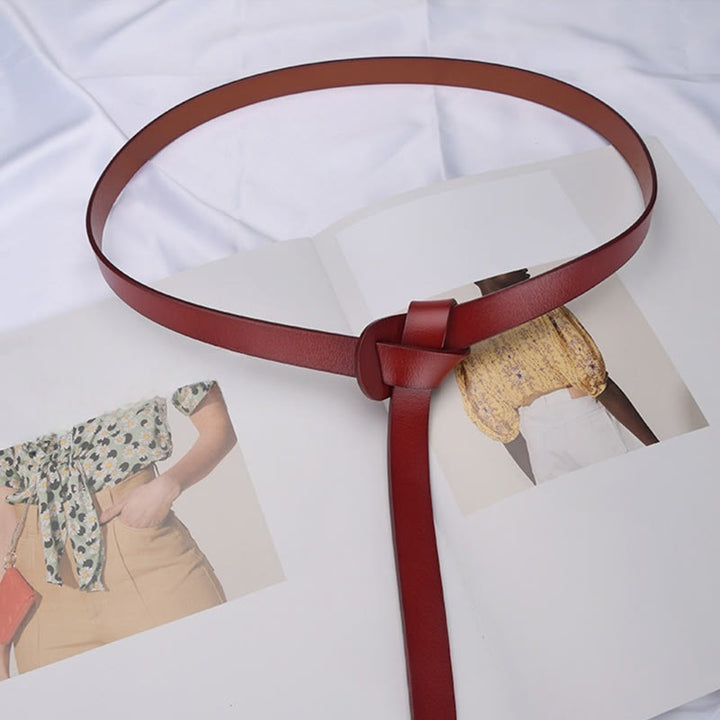 Classical Solid Color Knot Belt Decorative Leather Belt