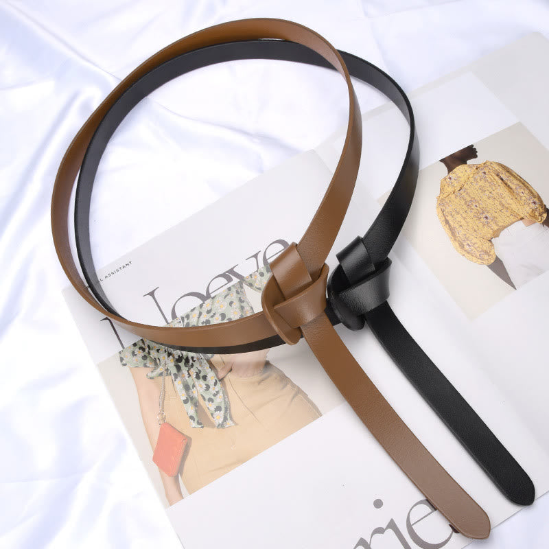 Classical Solid Color Knot Belt Decorative Leather Belt