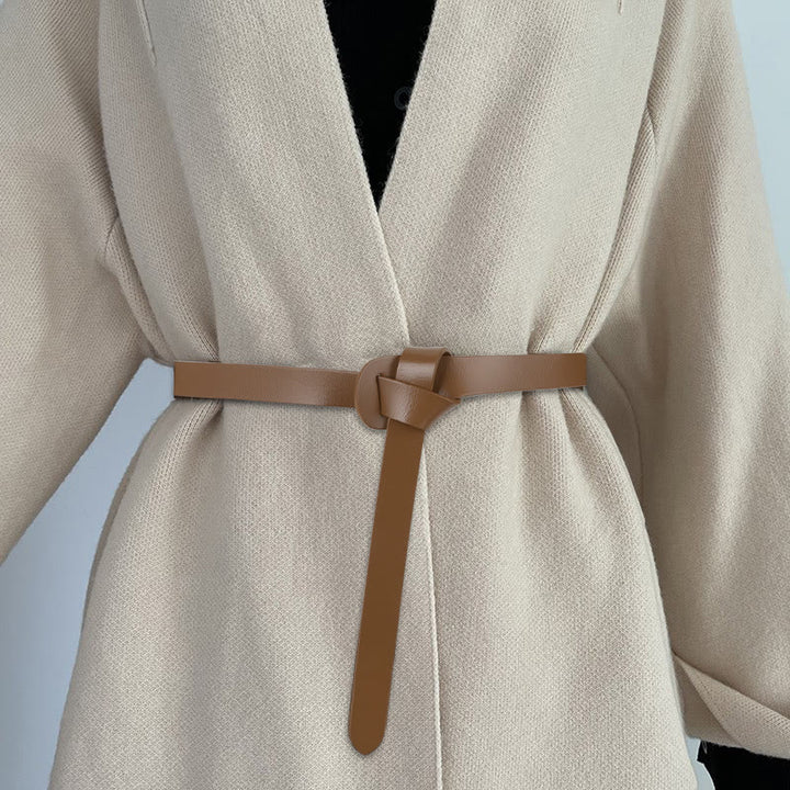 Classical Solid Color Knot Belt Decorative Leather Belt
