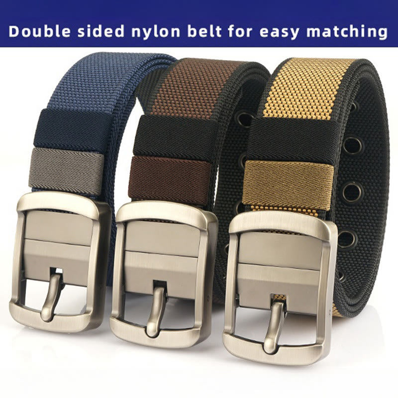 Men's Rotatable Alloy Buckle Belt Reversible Military Belt