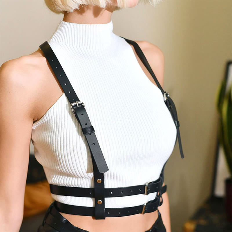 Punk Strap Corset Belt Women's Leather Chain Belt