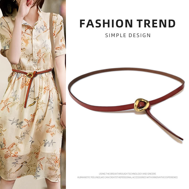 Thin Dress Knot Belt Women's Genuine Leather Belt