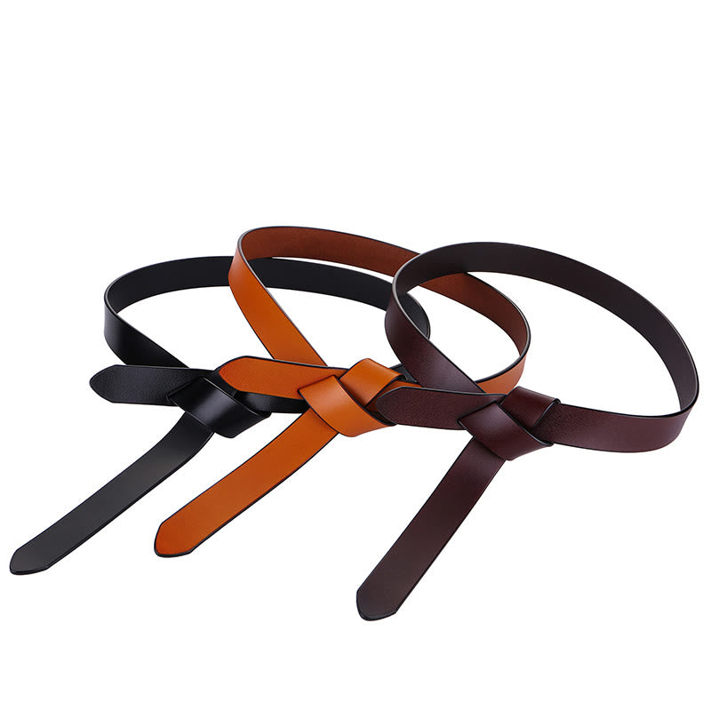 Black Brown Knot Belt Dress Leather Belt For Women