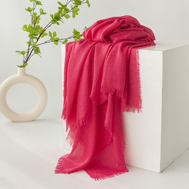 Solid Color Short Tassels Soft Thin Summer Scarf