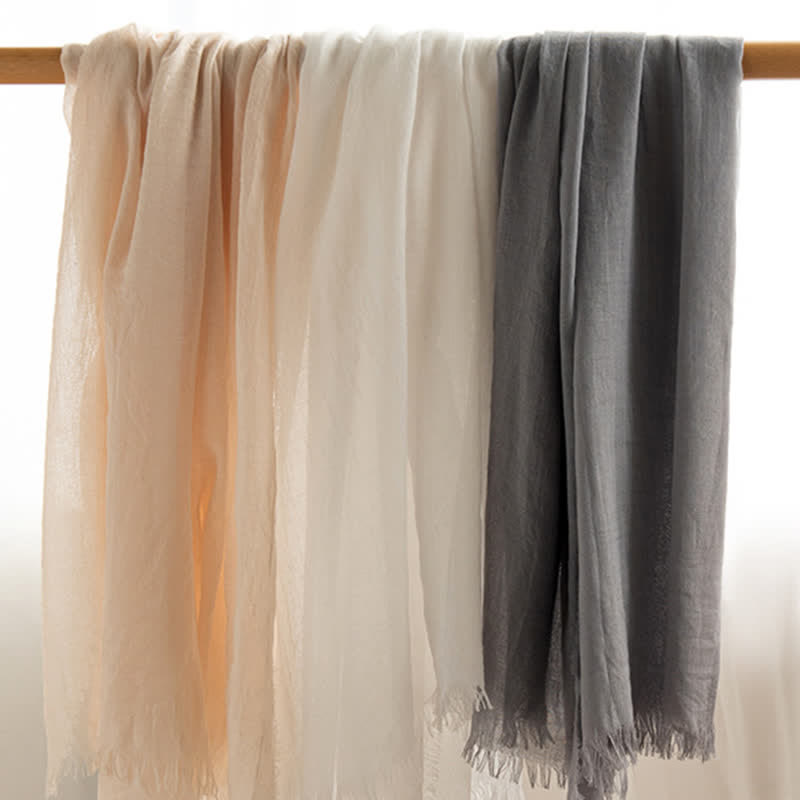 Solid Color Short Tassels Soft Thin Summer Scarf