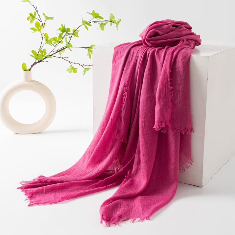 Solid Color Short Tassels Soft Thin Summer Scarf