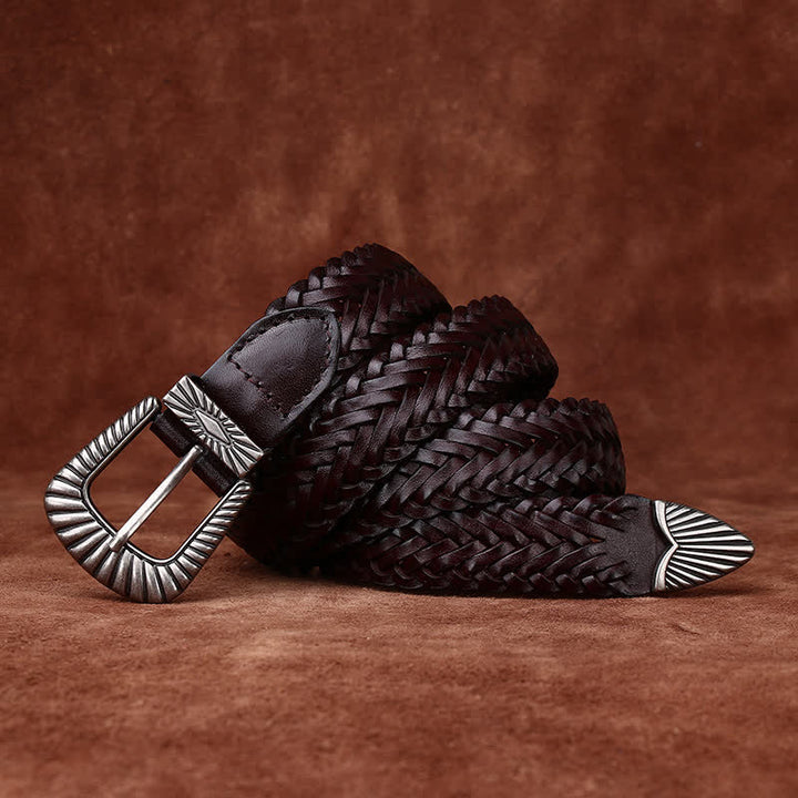 Everyday Casual Woven Cowhide Braided Leather Belt