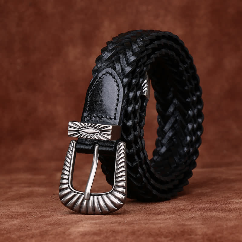 Everyday Casual Woven Cowhide Braided Leather Belt