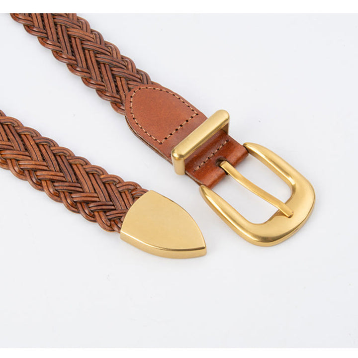 Vegan Leather Braided Belt Women's Waist Belt