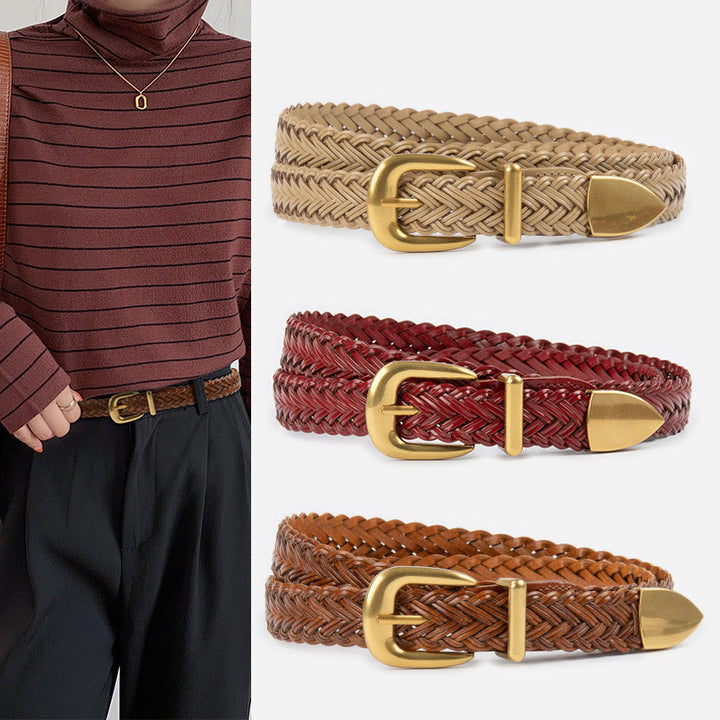 Vegan Leather Braided Belt Women's Waist Belt