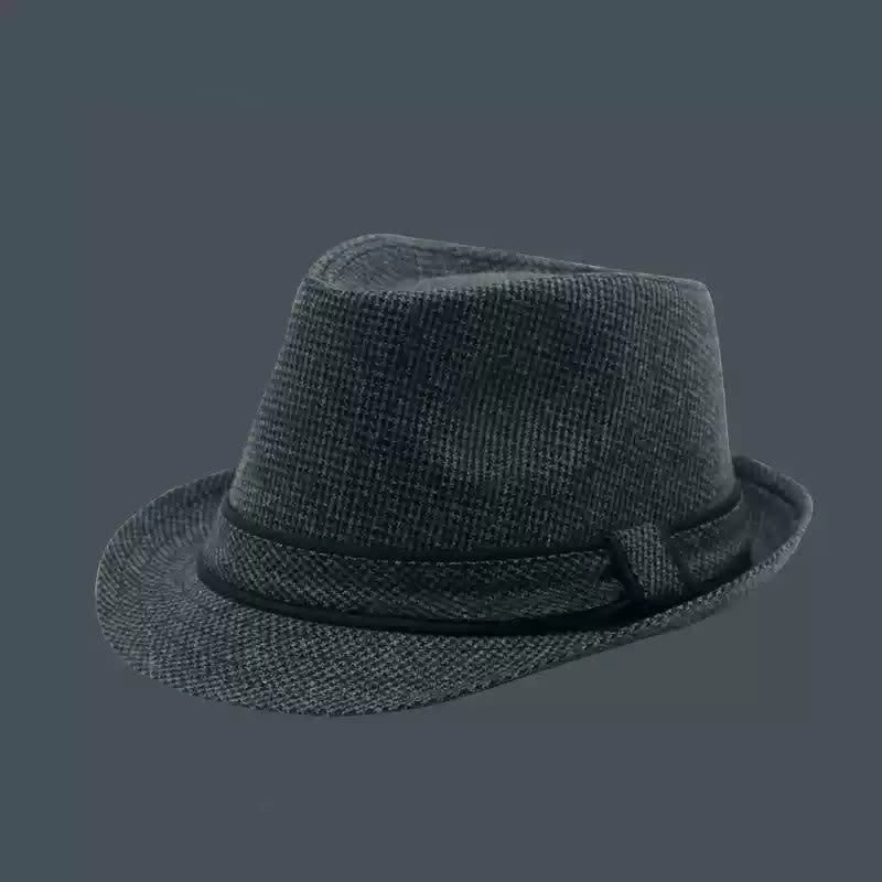 Men's British Plaid Houndstooth Pattern Summer Fedora Hat