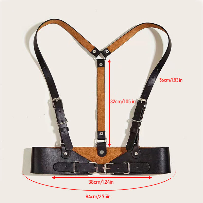 Steampunk Leather Waistband Adjustable Strap Corset Belt