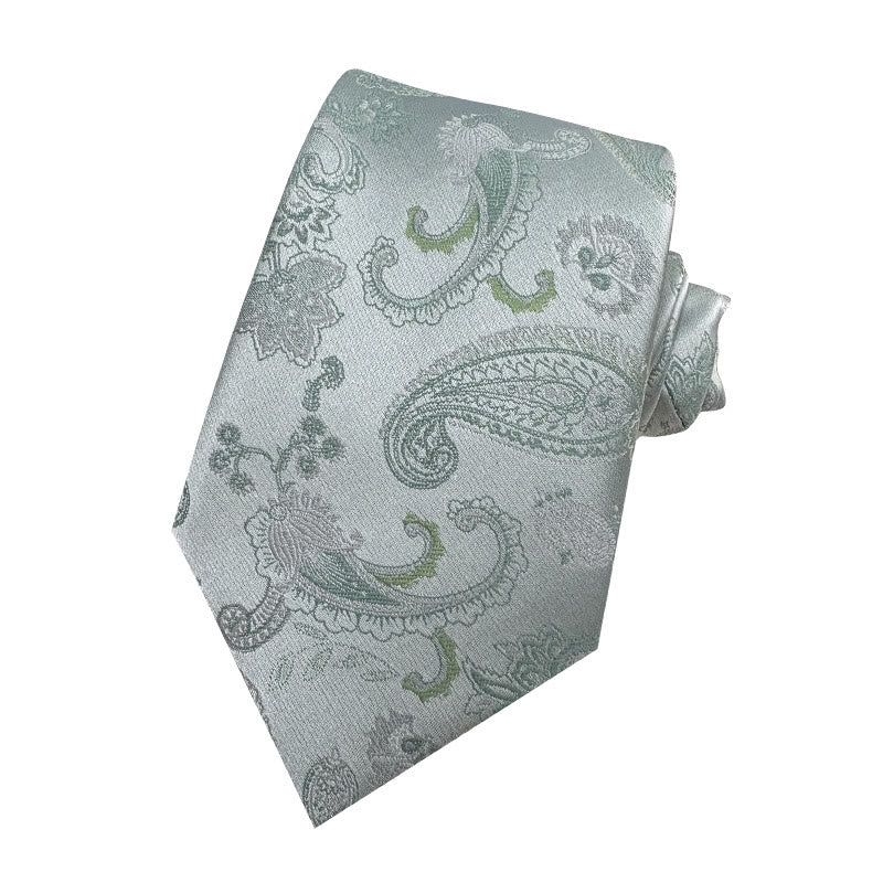 Men's Green Floral Jacquard Polyester Necktie