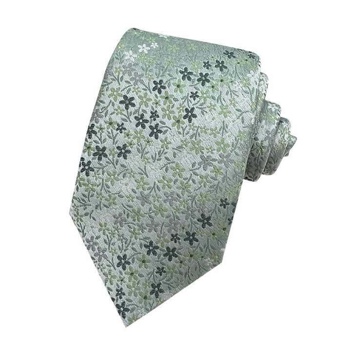 Men's Green Floral Jacquard Polyester Necktie