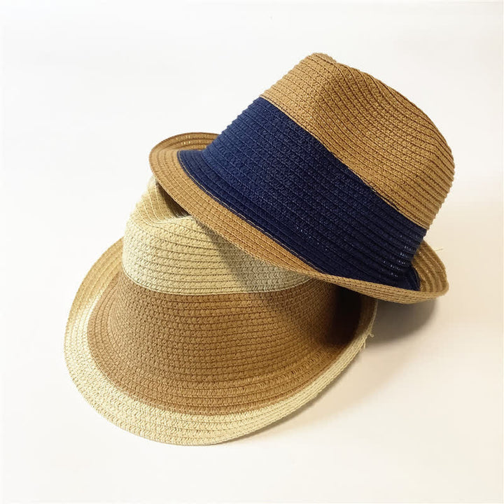 Funny Summer Color Matching Straw Fedora Hat