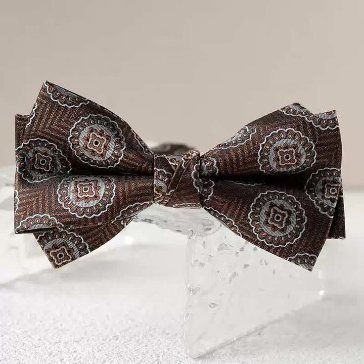 Men's Vintage Printed Double Layered Handkerchief Bow Tie