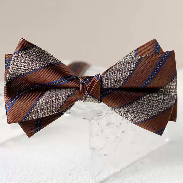 Men's Vintage Printed Double Layered Handkerchief Bow Tie