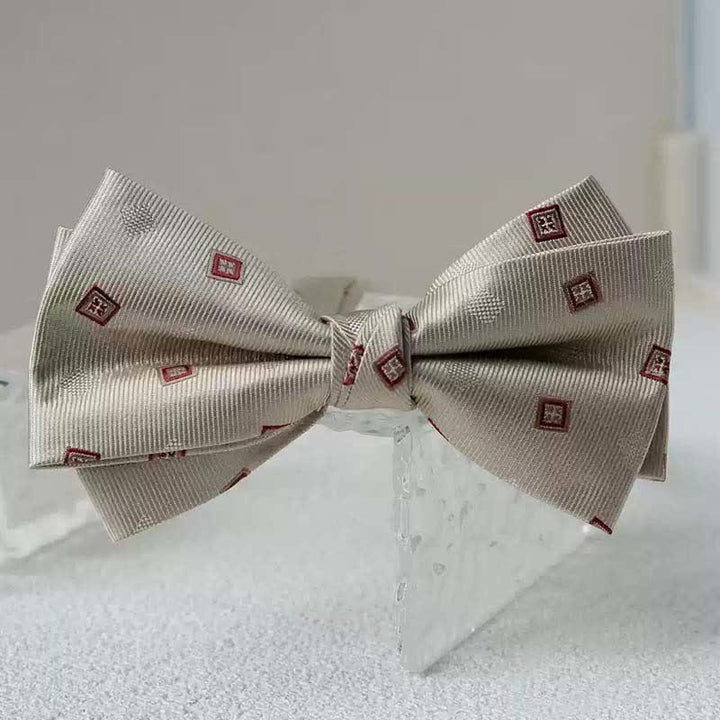 Men's Vintage Printed Double Layered Handkerchief Bow Tie