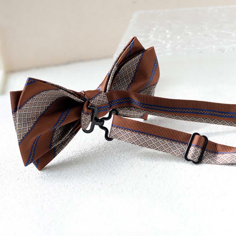 Men's Vintage Printed Double Layered Handkerchief Bow Tie