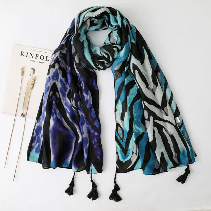 Vacation Style Beach Shawl Tassels Thin Scarf