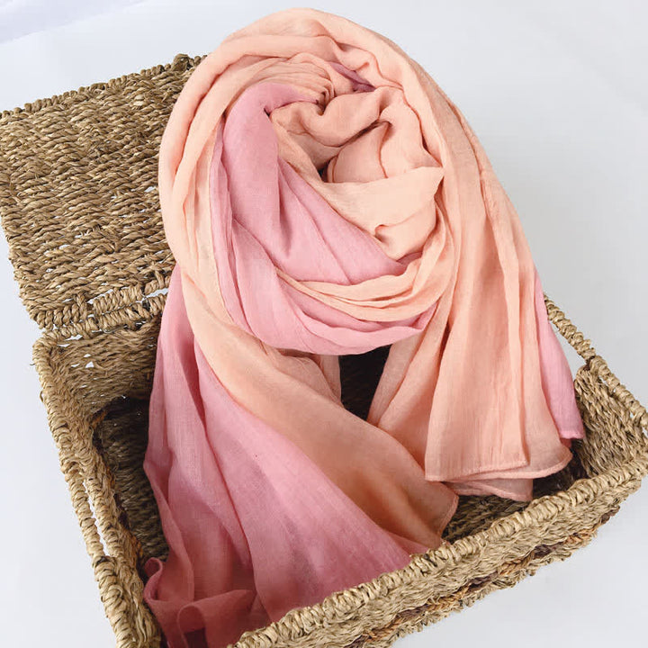 Stylish Two Color Matching Cotton Linen Thin Scarf