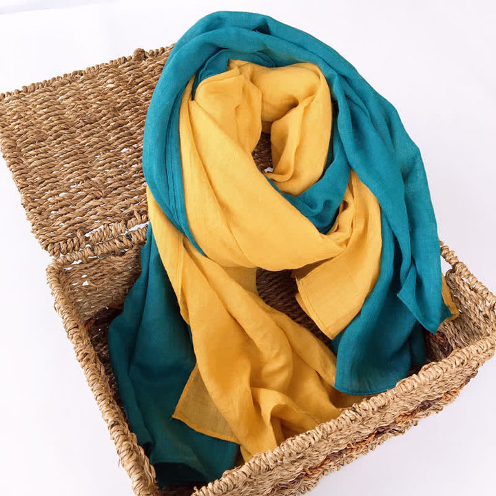 Stylish Two Color Matching Cotton Linen Thin Scarf