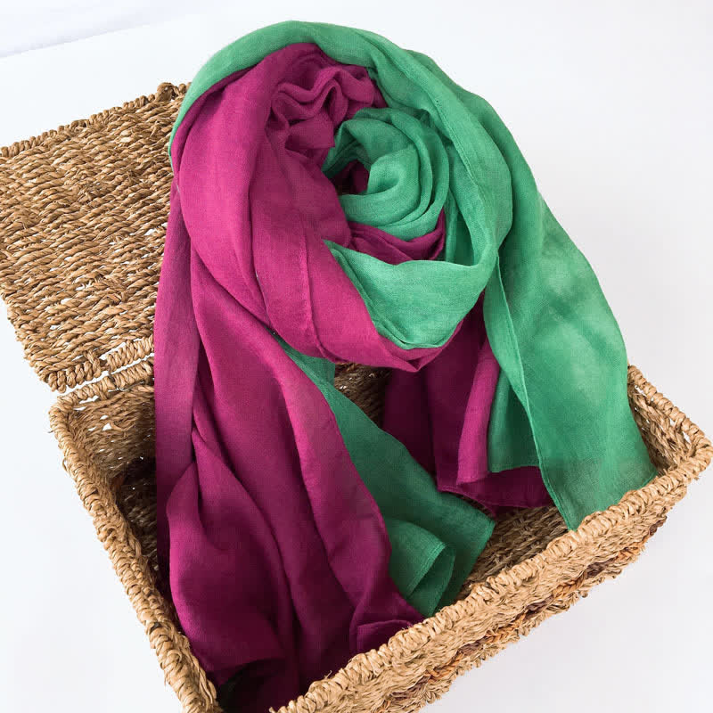 Stylish Two Color Matching Cotton Linen Thin Scarf