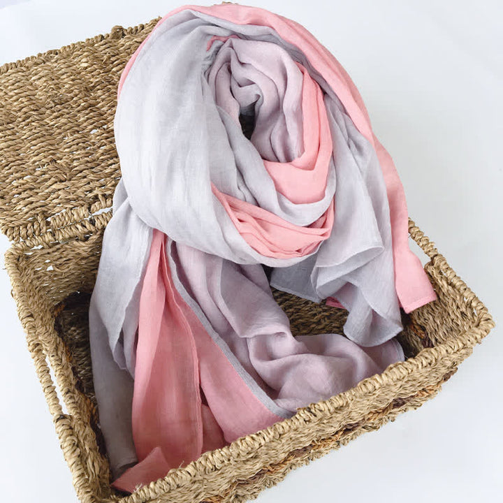 Stylish Two Color Matching Cotton Linen Thin Scarf