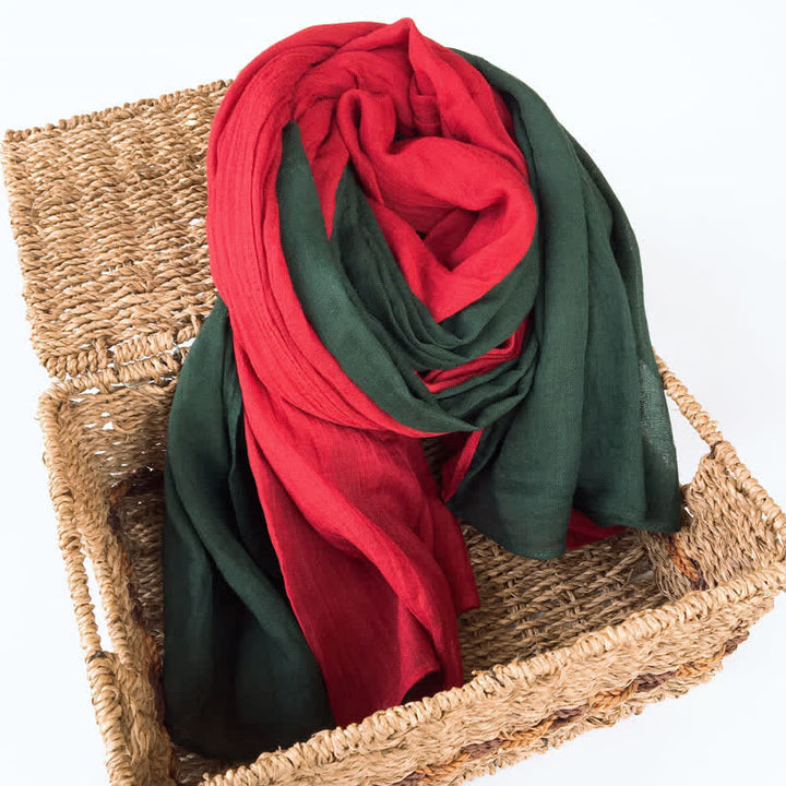 Stylish Two Color Matching Cotton Linen Thin Scarf