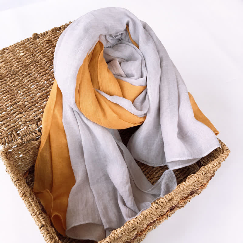 Stylish Two Color Matching Cotton Linen Thin Scarf