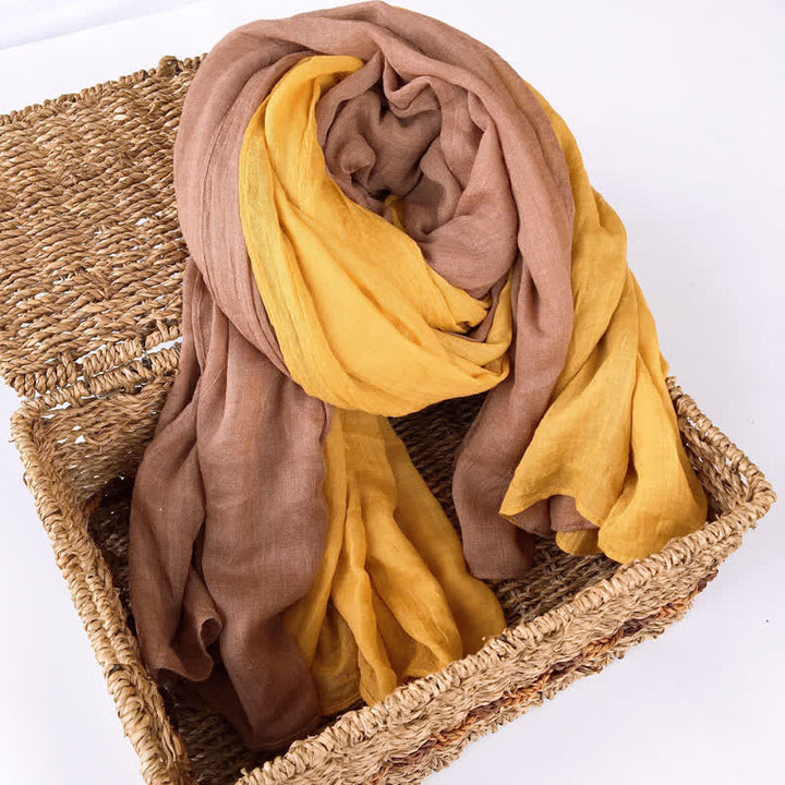 Stylish Two Color Matching Cotton Linen Thin Scarf