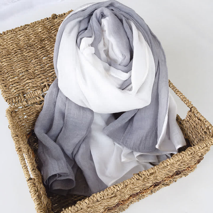 Stylish Two Color Matching Cotton Linen Thin Scarf