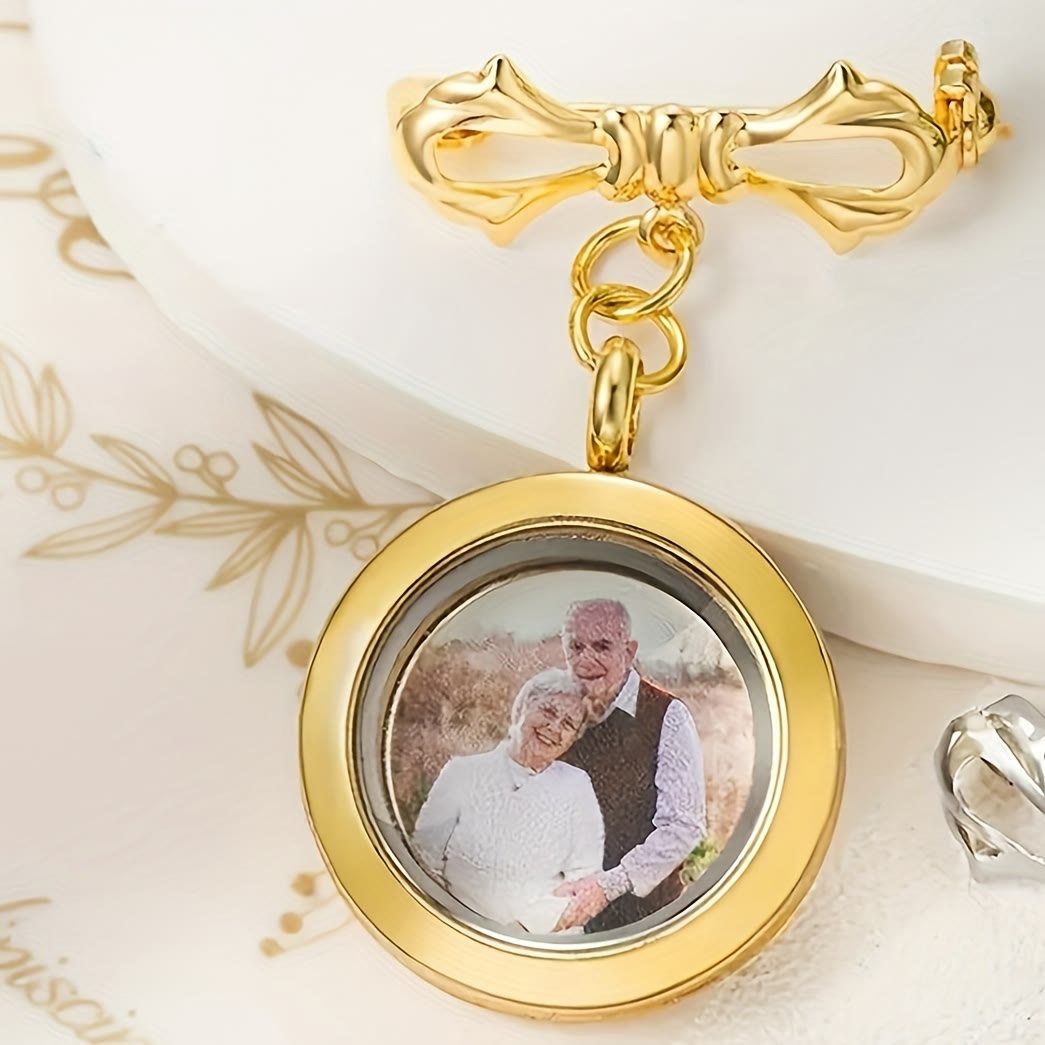 Custom Your Photo Bow Brooch Memorial Metal Brooch