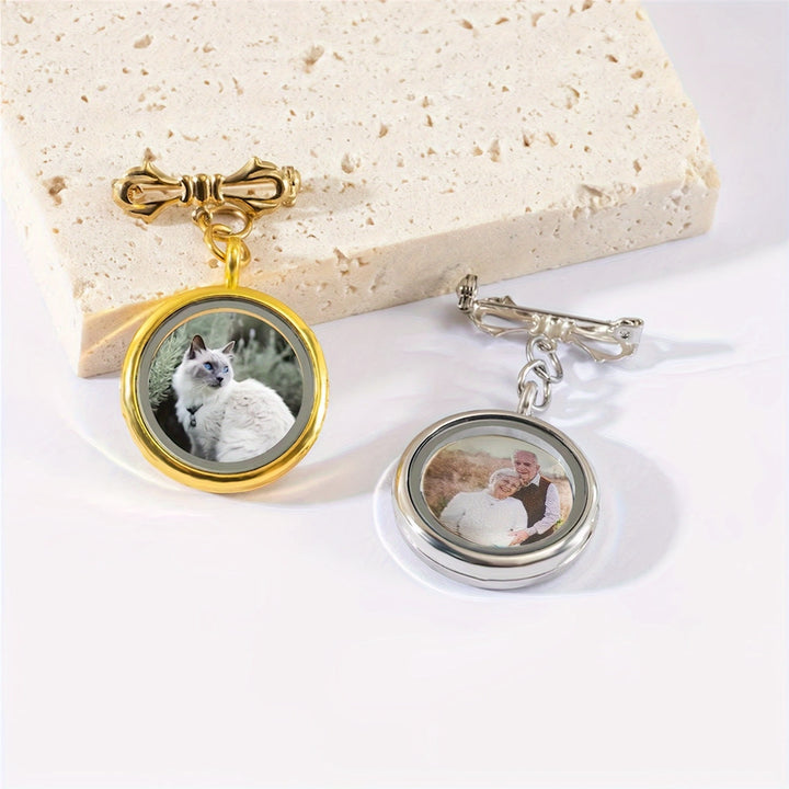 Custom Your Photo Bow Brooch Memorial Metal Brooch