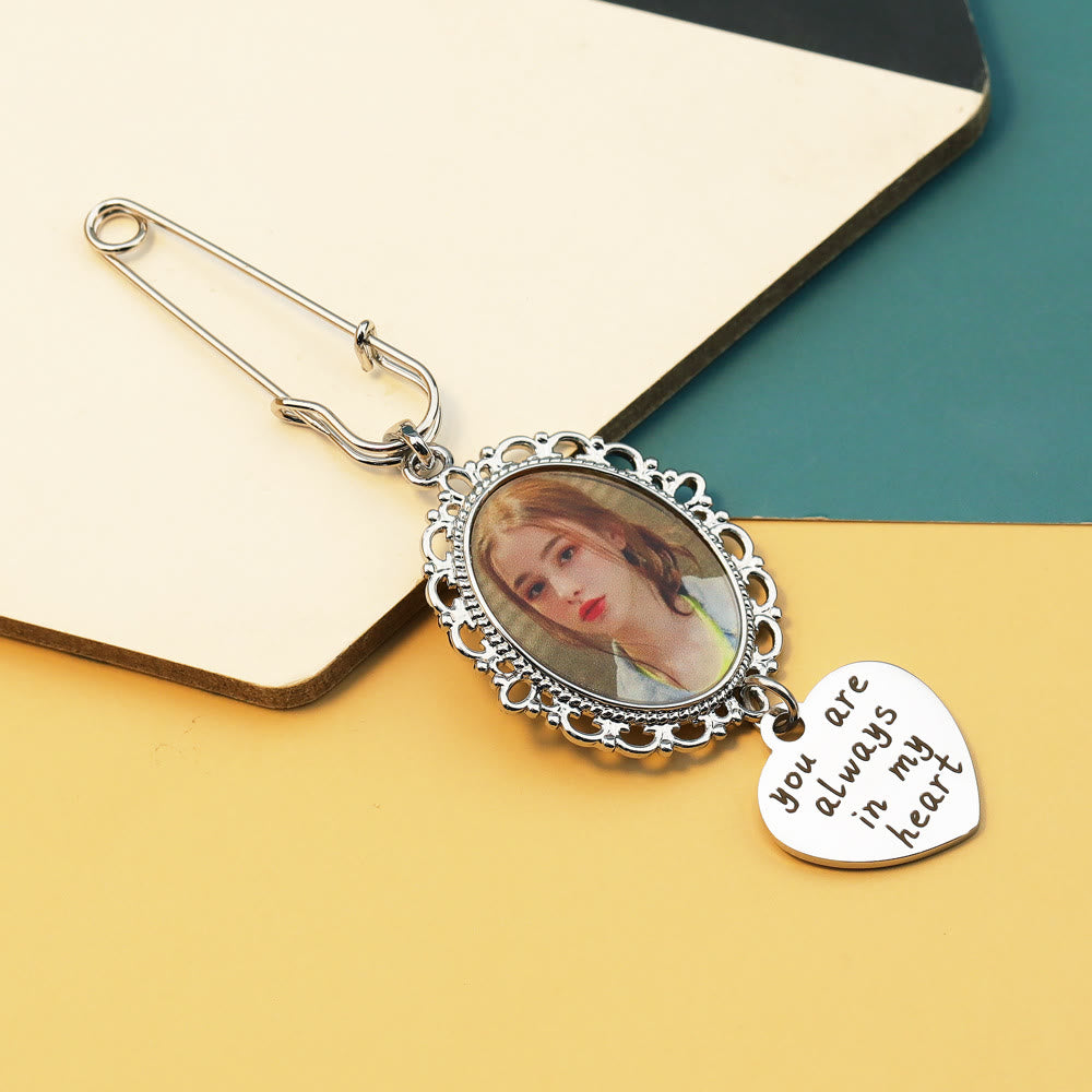 Custom Your Photos Brooch With Warm Taxt Wedding Gift