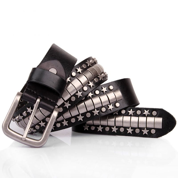 Punk Rivet Genuine Leather Belt Rock N Roll Waistband